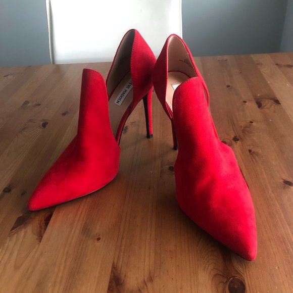 Steve Madden, red, suede, stilleto - Picture 1 of 6